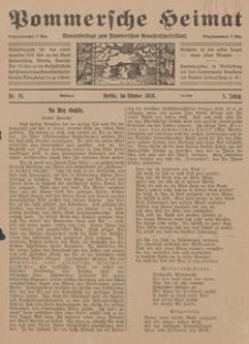Pommersche Heimat. Monatsbeilage zum Pommerschen Genossenschaftsblatt Nr. 10/1916
