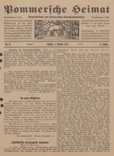 Pommersche Heimat. Monatsbeilage zum Pommerschen Genossenschaftsblatt Nr. 10/1917