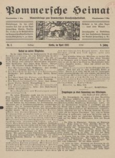 Pommersche Heimat. Monatsbeilage zum Pommerschen Genossenschaftsblatt Nr. 3/1919