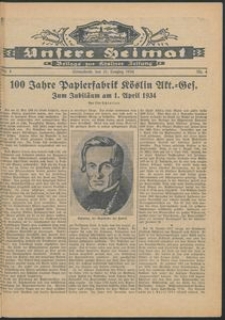 Unsere Heimat. Beilage zur K&ouml;sliner Zeitung Nr. 4/1934
