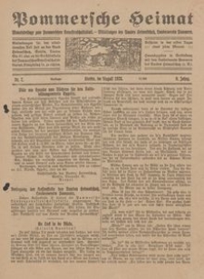 Pommersche Heimat. Monatsbeilage zum Pommerschen Genossenschaftsblatt. - Mitteilungen des Bundes Heimatschutz, Landesverein Pommern Nr. 7/1920