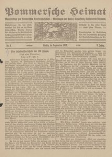 Pommersche Heimat. Monatsbeilage zum Pommerschen Genossenschaftsblatt. - Mitteilungen des Bundes Heimatschutz, Landesverein Pommern Nr. 8/1920