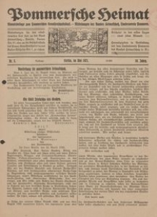 Pommersche Heimat. Monatsbeilage zum Pommerschen Genossenschaftsblatt. - Mitteilungen des Bundes Heimatschutz, Landesverein Pommern Nr. 5/1921