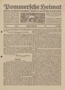 Pommersche Heimat. Monatsbeilage zum Pommerschen Genossenschaftsblatt. - Mitteilungen des Bundes Heimatschutz, Landesverein Pommern Nr. 6/1921