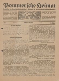 Pommersche Heimat. Monatsbeilage zum Pommerschen Genossenschaftsblatt. - Mitteilungen des Bundes Heimatschutz, Landesverein Pommern Nr. 7/1921