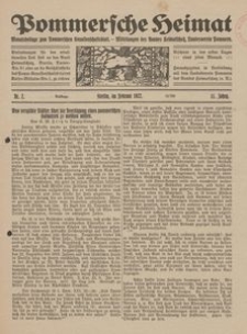 Pommersche Heimat. Monatsbeilage zum Pommerschen Genossenschaftsblatt. - Mitteilungen des Bundes Heimatschutz, Landesverein Pommern Nr. 2/1922