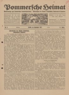 Pommersche Heimat. Monatsbeilage zum Pommerschen Genossenschaftsblatt. - Mitteilungen des Bundes Heimatschutz, Landesverein Pommern Nr. 9/1922