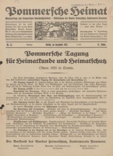 Pommersche Heimat. Monatsbeilage zum Pommerschen Genossenschaftsblatt. - Mitteilungen des Bundes Heimatschutz, Landesverein Pommern Nr. 12/1922