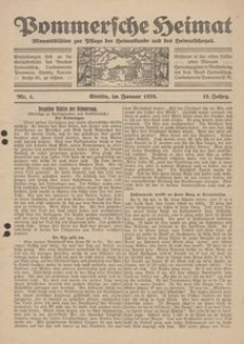 Pommersche Heimat. Monatsblätter zur Pflege der Heimatkunde und des Heimatschutze Nr. 1/1923
