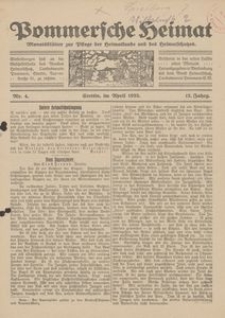 Pommersche Heimat. Monatsbl&auml;tter zur Pflege der Heimatkunde und des Heimatschutzes Nr. 4/1923