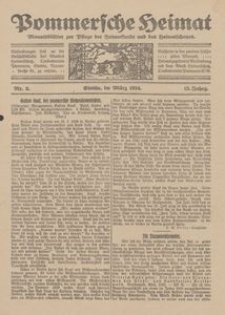 Pommersche Heimat. Monatsbl&auml;tter zur Pflege der Heimatkunde und des Heimatschutzes Nr. 3/1924
