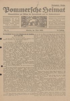 Pommersche Heimat. Monatsbl&auml;tter zur Pflege der Heimatkunde und des Heimatschutzes Nr. 5/1925