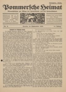Pommersche Heimat. Monatsbl&auml;tter zur Pflege der Heimatkunde und des Heimatschutzes Nr. 9/1925