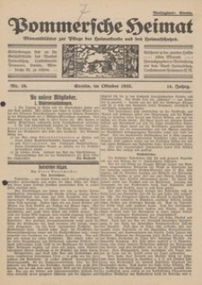Pommersche Heimat. Monatsbl&auml;tter zur Pflege der Heimatkunde und des Heimatschutzes Nr. 10/1925