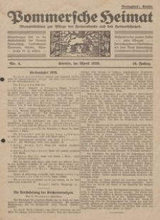 Pommersche Heimat. Monatsbl&auml;tter zur Pflege der Heimatkunde und des Heimatschutzes Nr. 4/1929