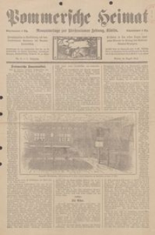 Pommersche Heimat. Monatsbeilage zur Fürstentumer Zeitung, Köslin Nr. 8/1913