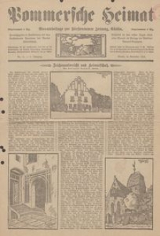 Pommersche Heimat. Monatsbeilage zur F&uuml;rstentumer Zeitung, K&ouml;slin Nr. 11/1913