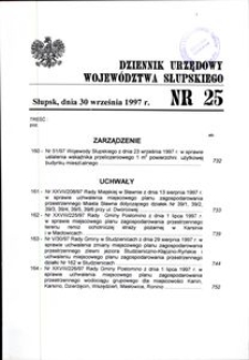 Dziennik Urzędowy Województwa Słupskiego. Nr 25/1997