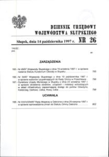Dziennik Urzędowy Województwa Słupskiego. Nr 26/1997