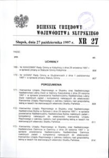 Dziennik Urzędowy Województwa Słupskiego. Nr 27/1997