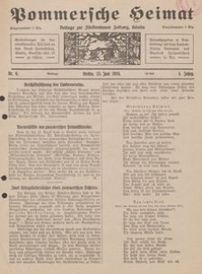 Pommersche Heimat. Beilage zur F&uuml;rstentumer Zeitung, K&ouml;slin Nr. 6/1916