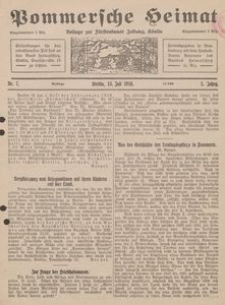 Pommersche Heimat. Beilage zur F&uuml;rstentumer Zeitung, K&ouml;slin Nr. 7/1916