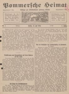 Pommersche Heimat. Beilage zur Fürstentumer Zeitung, Köslin Nr. 7/1916