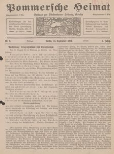 Pommersche Heimat. Beilage zur F&uuml;rstentumer Zeitung, K&ouml;slin Nr. 9/1916