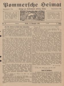 Pommersche Heimat. Beilage zur F&uuml;rstentumer Zeitung, K&ouml;slin Nr. 11/1916