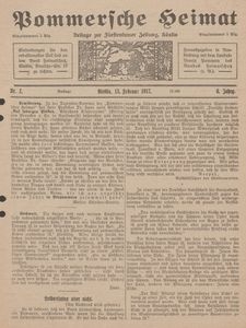 Pommersche Heimat. Beilage zur F&uuml;rstentumer Zeitung, K&ouml;slin Nr. 2/1917