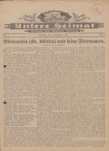 Unsere Heimat. Beilage zur Kösliner Zeitung Nr. 3/1930