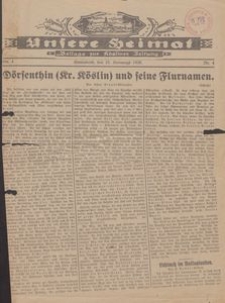 Unsere Heimat. Beilage zur Kösliner Zeitung Nr. 4/1930