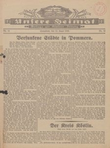 Unsere Heimat. Beilage zur K&ouml;sliner Zeitung Nr. 14/1929