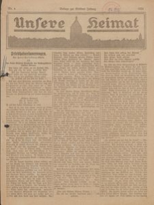 Unsere Heimat. Beilage zur K&ouml;sliner Zeitung Nr. 4/1924