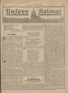 Unsere Heimat. Beilage zur K&ouml;sliner Zeitung Nr. 1/1922