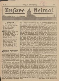 Unsere Heimat. Beilage zur Kösliner Zeitung Nr. 7/1922