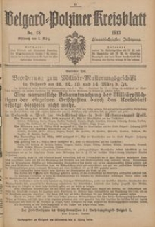 Belgard-Polziner Kreisblatt, 1913, Nr 18