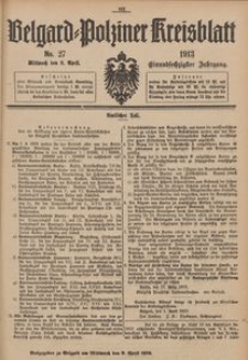 Belgard-Polziner Kreisblatt, 1913, Nr 27