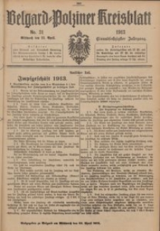 Belgard-Polziner Kreisblatt, 1913, Nr 31