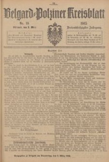 Belgard-Polziner Kreisblatt, 1915, Nr 18