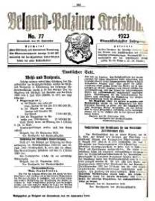Belgard-Polziner Kreisblatt, 1923, Nr 77