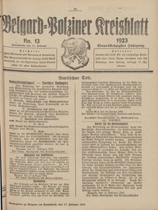 Belgard-Polziner Kreisblatt, 1923, Nr 13