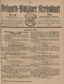 Belgard-Polziner Kreisblatt, 1923, Nr 18