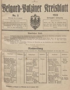 Belgard-Polziner Kreisblatt, 1922, Nr 5