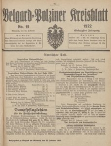 Belgard-Polziner Kreisblatt, 1922, Nr 15