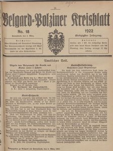 Belgard-Polziner Kreisblatt, 1922, Nr 18