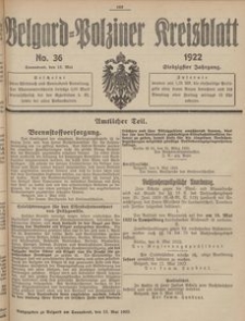 Belgard-Polziner Kreisblatt, 1922, Nr 36