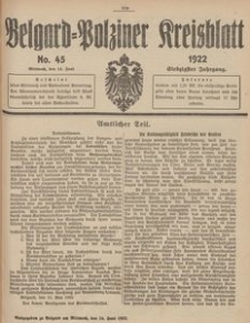 Belgard-Polziner Kreisblatt, 1922, Nr 45