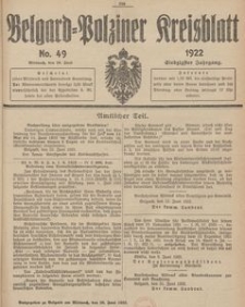 Belgard-Polziner Kreisblatt, 1922, Nr 49