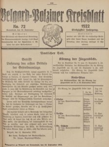 Belgard-Polziner Kreisblatt, 1922, Nr 72
